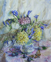 Chrysanthemen. 2001. Aquarell auf Papier. 36 x 43 cm.