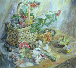 Still life with mushrooms. 1999. Watercolour on paper. 47 x 42 cm.