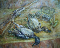Still life with game. 2000. Watercolour on paper. 53 x 43 cm. Private collection.