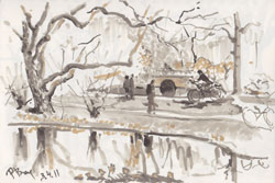 In the park (Tiergarten 1). 2011. Marker on paper. 21 x 14 cm.