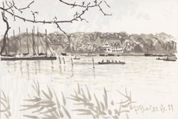 At the lake (Wannsee). 2011. Marker on paper. 21 x 14 cm.