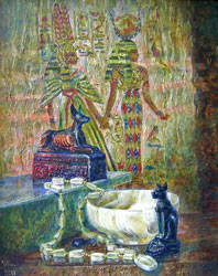 Ägyptisches Stillleben. 2001. Öl auf Leinwand. 40 x 50 cm.