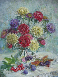 Little asters. 2001. Oil on fibreboard. 33 x 42 cm. Private collection.