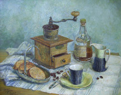 Coffee still life. 2005. Oil on canvas. 50 x 40 cm. Private collection.