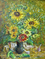 Sonnenblumen. 2002. Öl auf Leinwand. 49 x 64 cm. Privatsammlung.