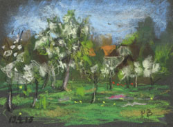Frühling 1. 2018. Pastell auf Papier. 20 x 15 cm.