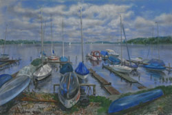 Boats at Lake Schwielowsee. 2014. Pastel on paper. 61 x 41 cm.