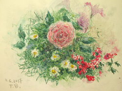 Flowers. 2017. Oil pastel on paper. 32 x 24 cm.