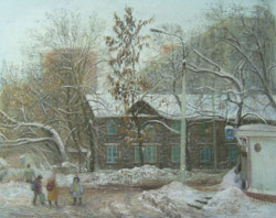 My street. A wintry day. 2006. Pastel on paper. 57 x 45 cm. Not for sale