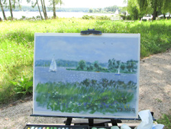 Plein air painting in the meadow.
