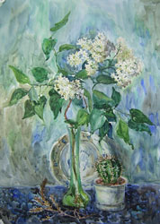 Still life with lilac. 2003. Watercolour on paper. 31 x 44 cm.