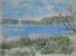 On the bank. 2017. Pastel on paper. 40 x 30 cm.
