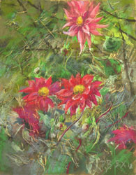 Autumn garden. Dahlias. 2018. Pastel on paper. 24 x 30 cm. Private collection.