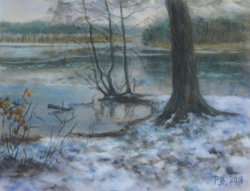 The thin ice. 2018. Pastel on paper. 30 x 24 cm.