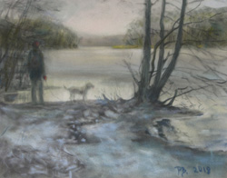 At the lake. 2018. Pastel on paper. 30 x 24 cm.
