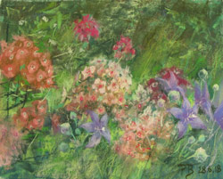 Sommerblumen. 2018. Pastell auf Papier. 30 x 24 cm.