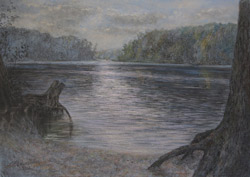 Lake magic. Schlachtensee 2. 2012. Pastel on paper. 65 x 46 cm.